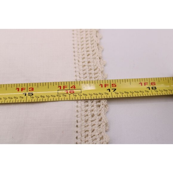 Vtg Handmade Embroidered Linen Table Runner Crochet Trim Floral Basket Design - Picture 10 of 12
